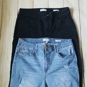 2 Pairs of Sofia Jeans Black and Blue High Waisted